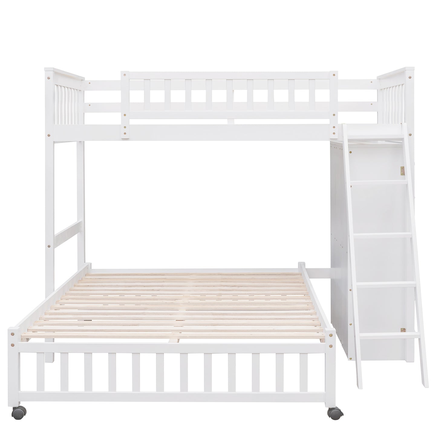 Twin Over Full Bunk Bed With Six Drawers Storage And Adjustable Shelves