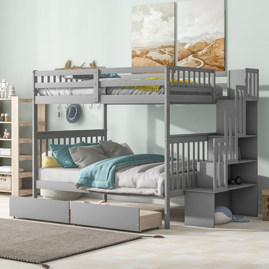 Inspirit Full over Full Convertible Bunk Bed with Storage & Staircase