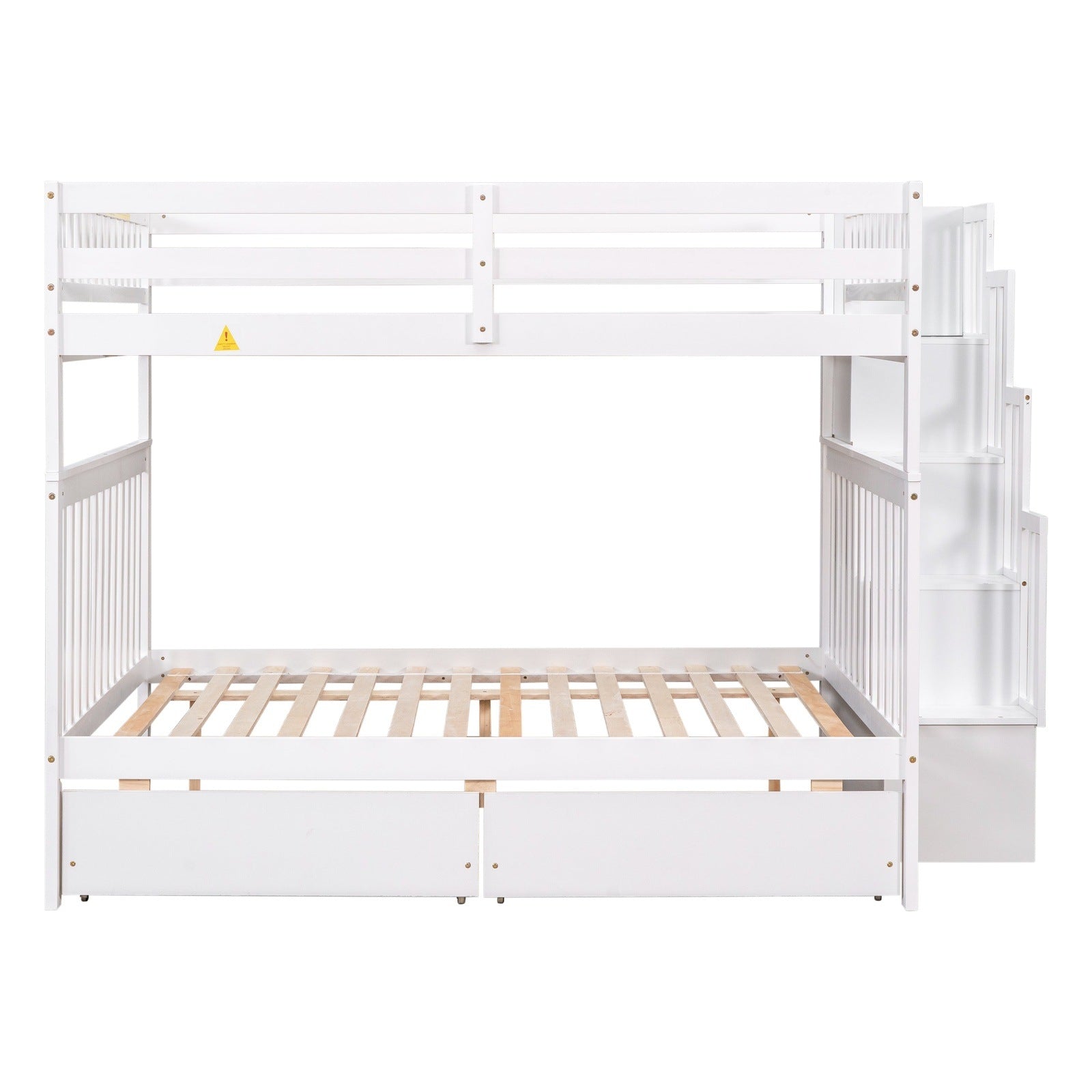 Inspirit Full over Full Convertible Bunk Bed with Storage & Staircase - White