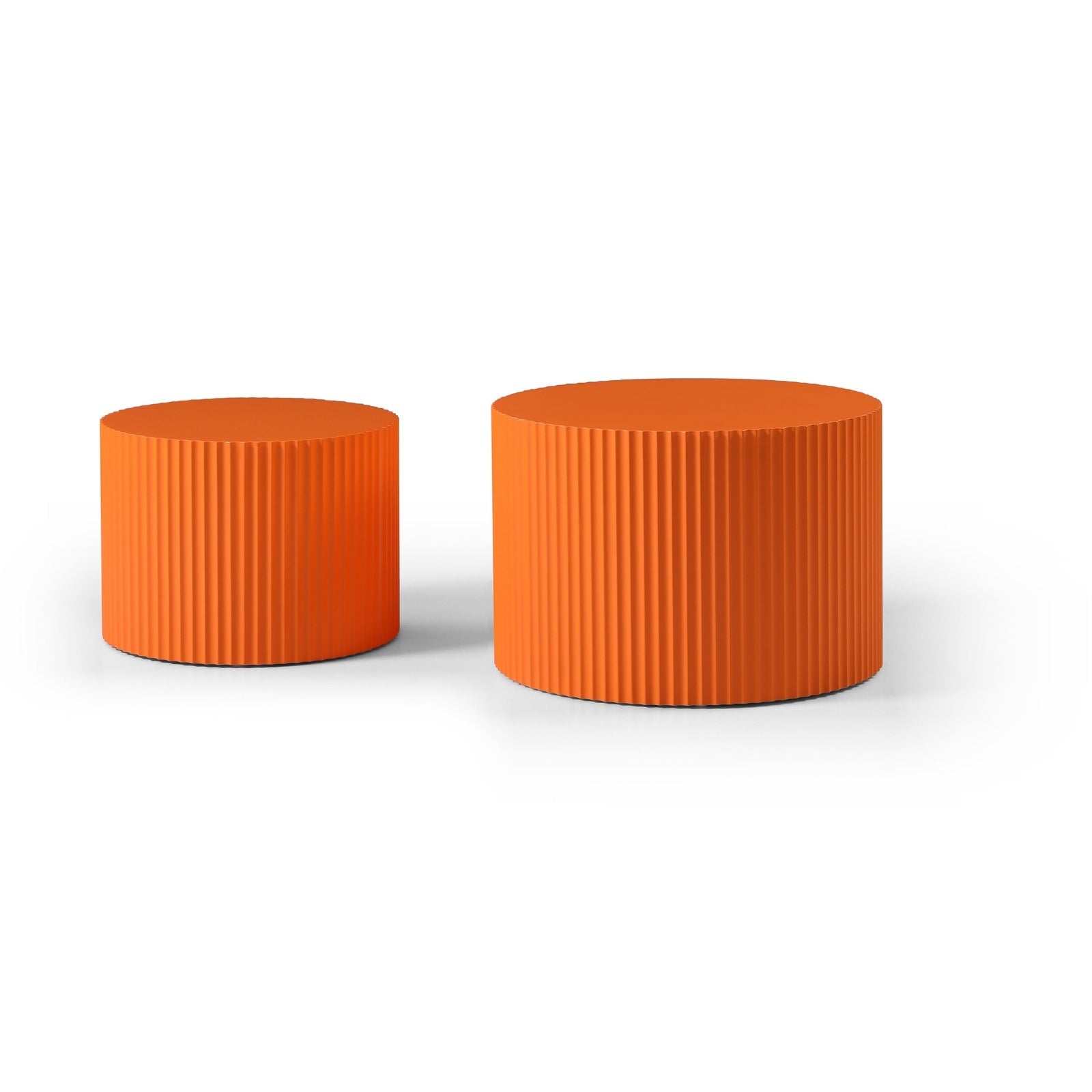 MDF Nesting Table Set of 2,Handcraft Round Coffee Table for Living Room/Leisure Area, Orange