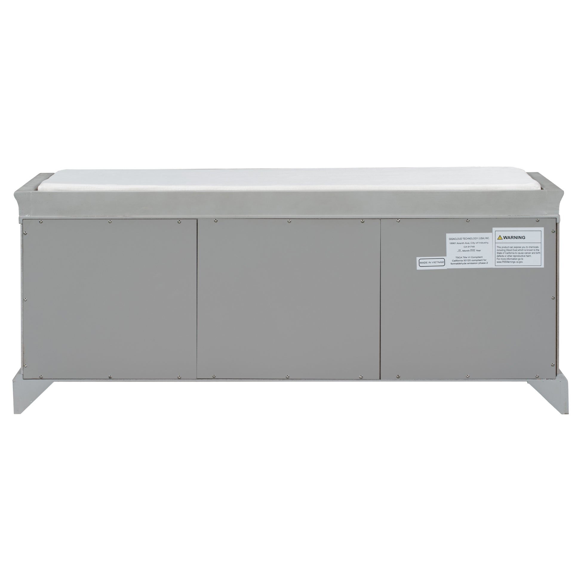TREXM Storage Bench with 2 Drawers and 2 Cabinets - Gray Wash