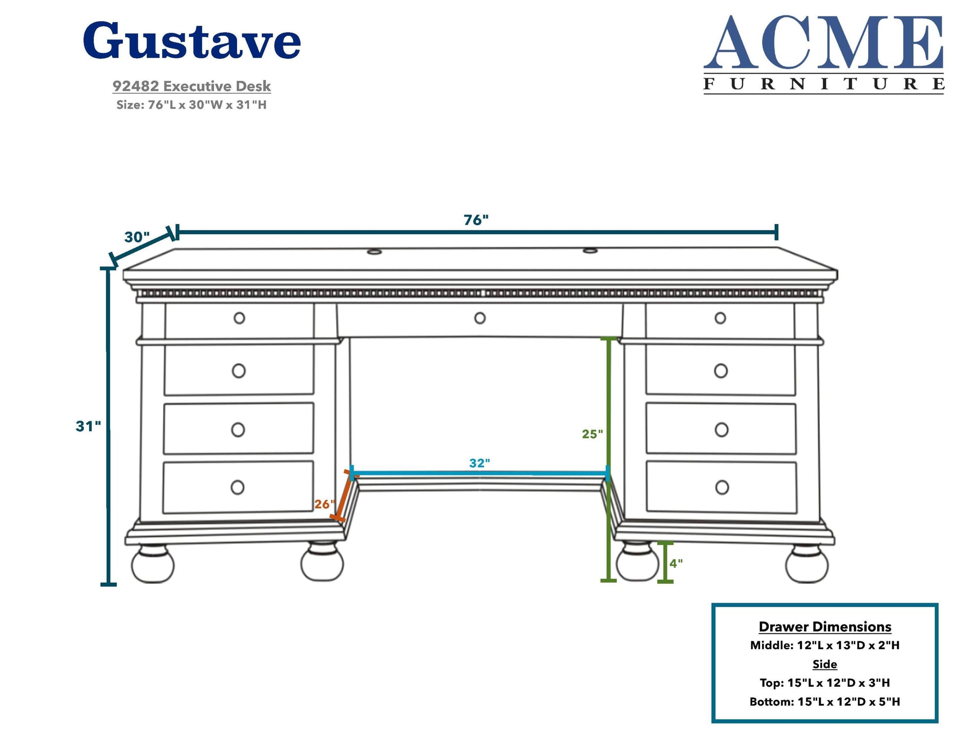 ACME Gustave Desk in Cream 92482