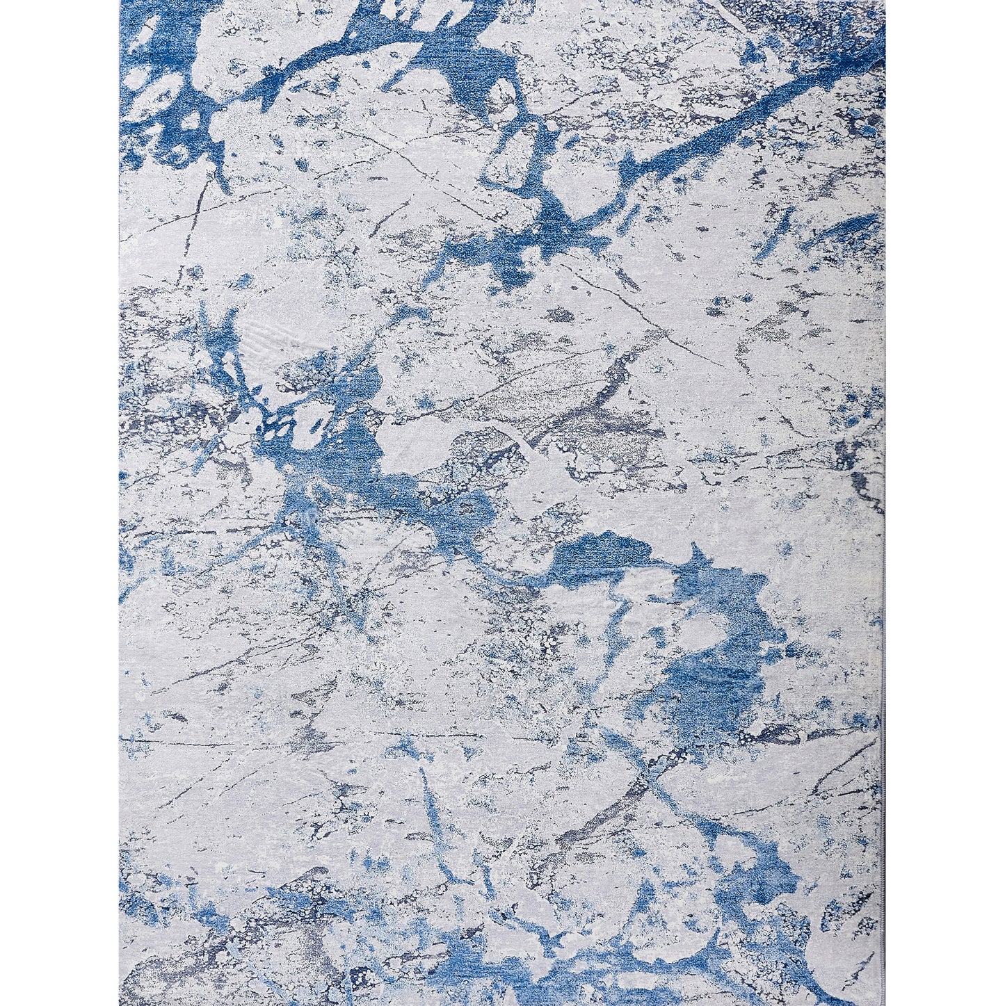 ZARA Collection Abstract Design Silver Blue Machine Washable Super Soft Area Rug