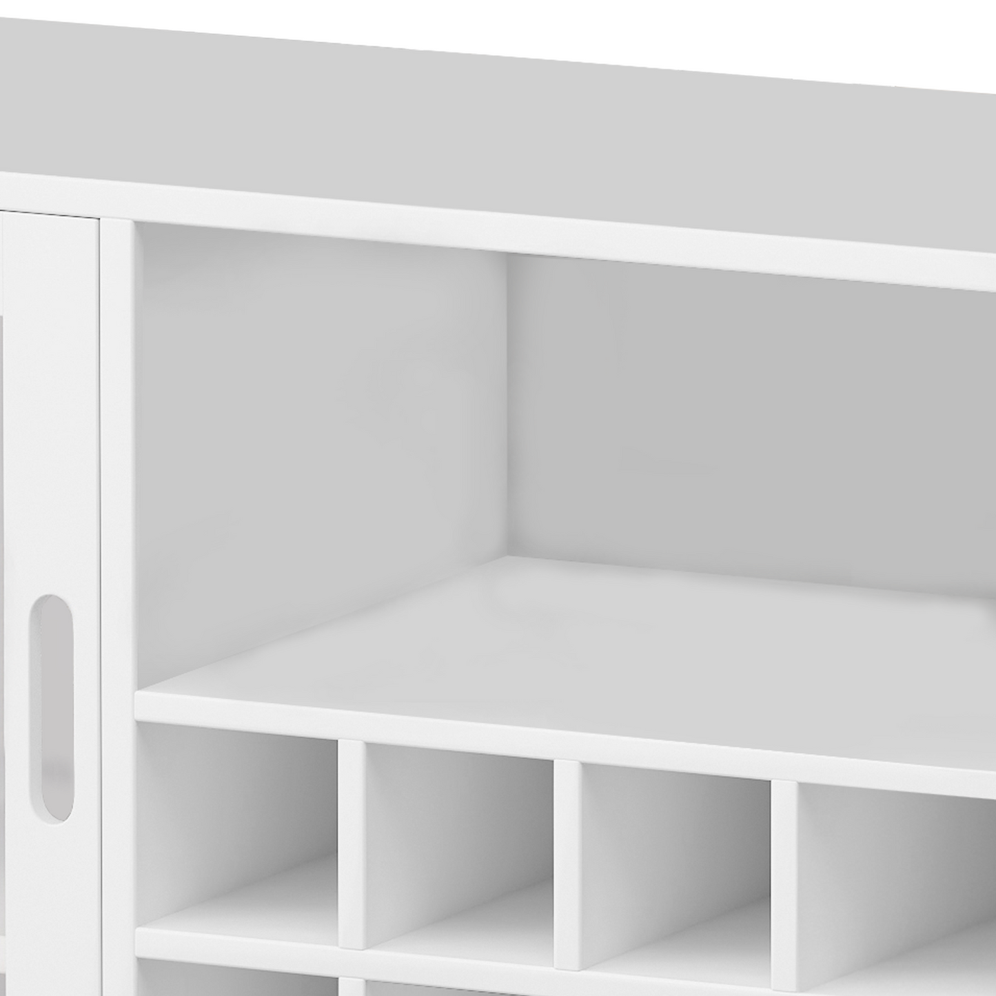 White & Natural Finish Open Shelf Sideboard