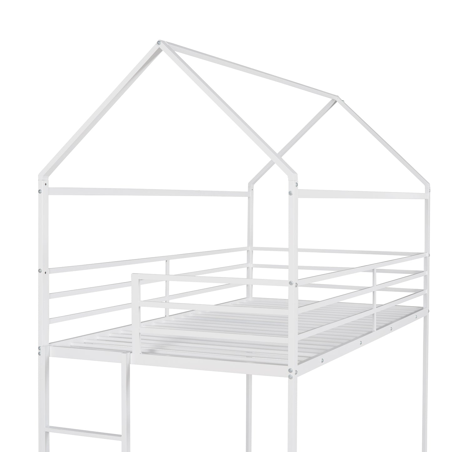 Homey Life Twin over Twin White Metal Bunk Bed