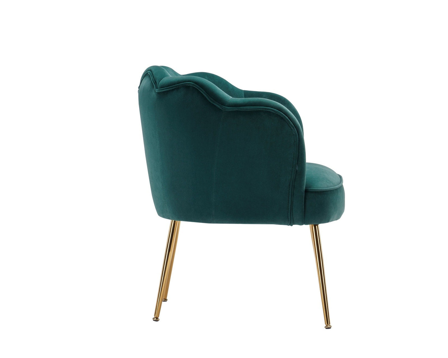 Green Shell shape velvet fabric Armchair accent chair with gold legs