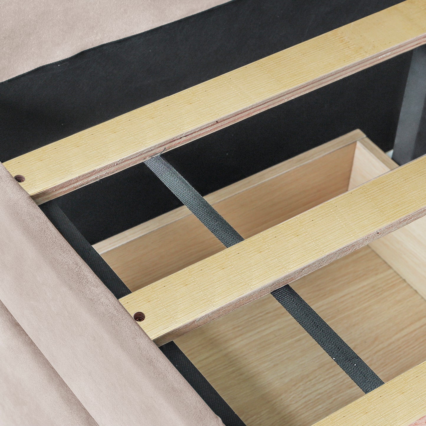 Homey Life Upholstered daybed Twin Size with Two Drawers and Wood Slat ,Beige