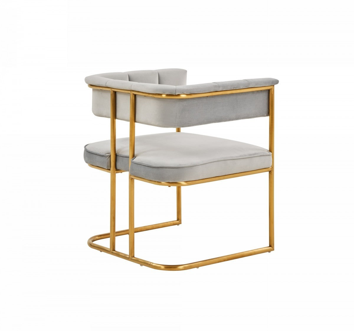 Modrest Bavaria Modern Light Grey Fabric And Gold Dining Chair