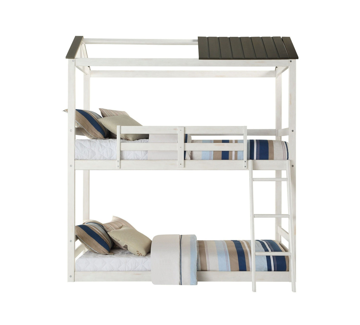ACME Nadine Cottage Bunk Bed Twin/Twin , Weathered White & Washed Gray 1Set/3Ctn 37665