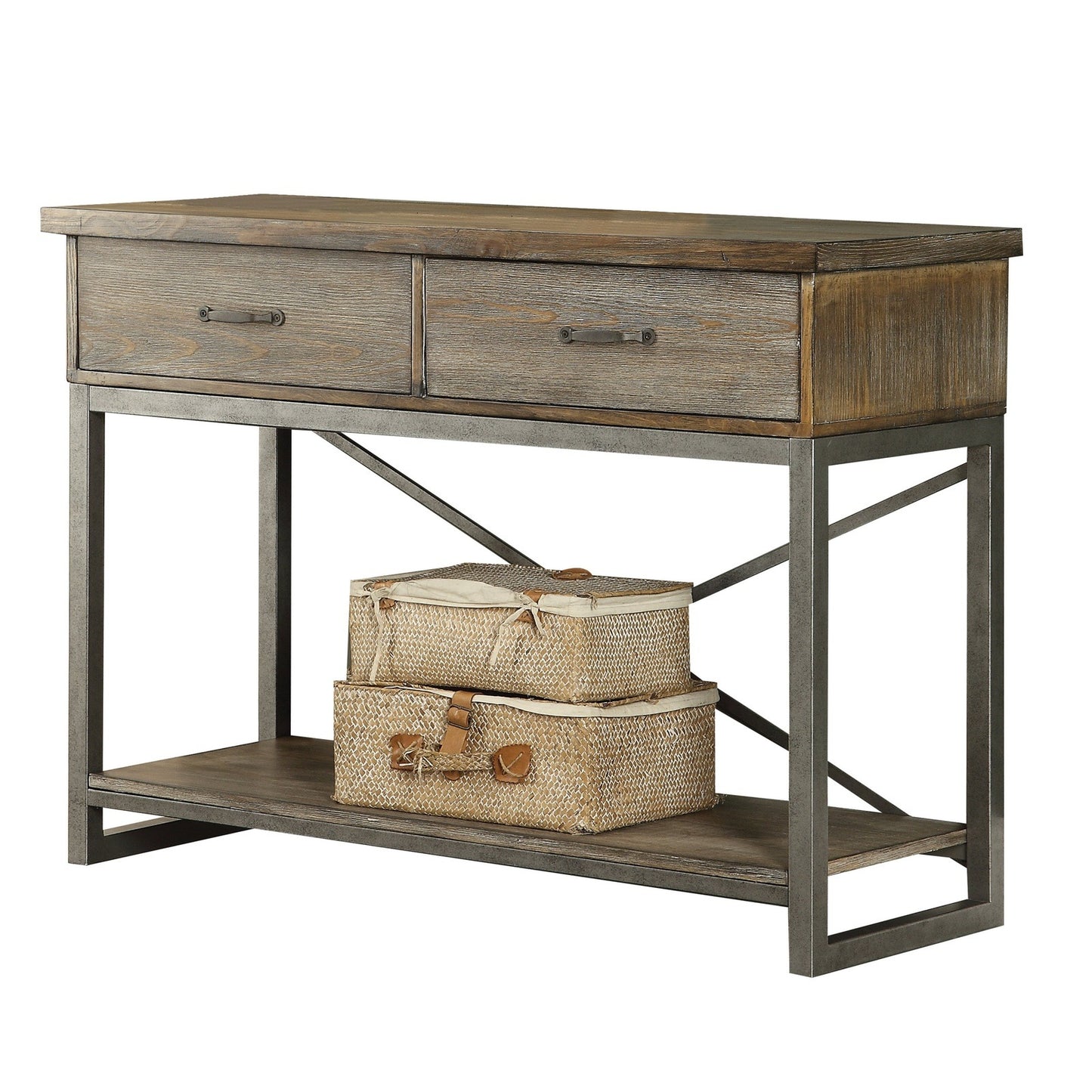 ACME Lazarus Server in Weathered Oak & Antique Silver 73113